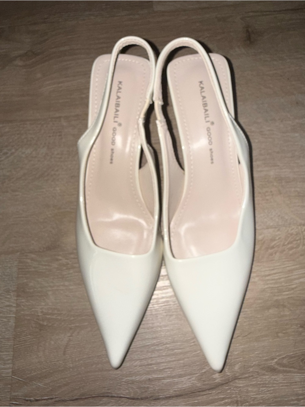 White Pointed Slingback Heels